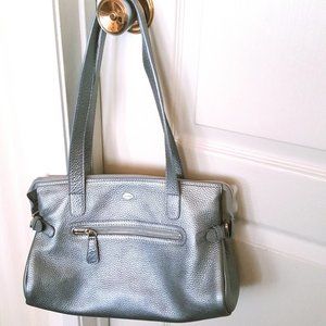 Pebble Metallic Italian Leather 2 Strap Purse Shoulder Bag